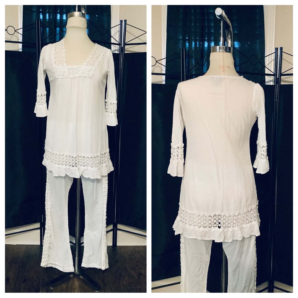 2P white beach wear set